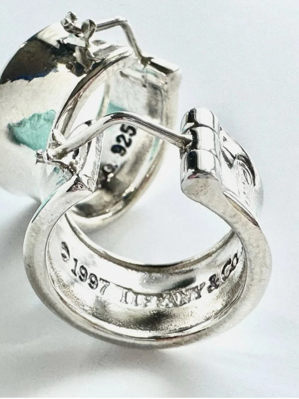 Vintage Tiffany & Co 1837 Sterling Silver Hoop Earrings 925 © 1997 Wide Huggie